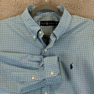 Ralph Lauren Gingham Shirt Mens XL Preppy Academia Casual Check Pony 100% Cotton